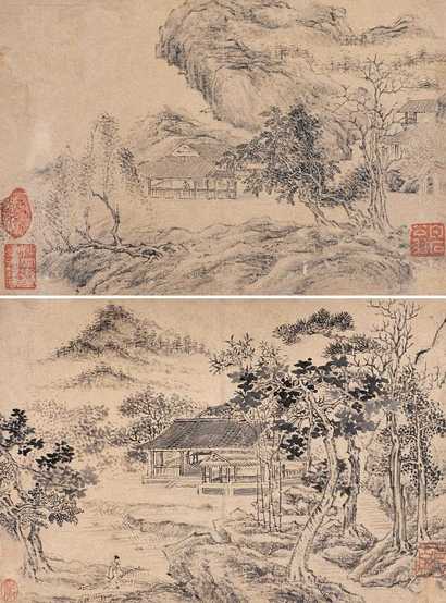 佚名 山水 册页（八开选二）